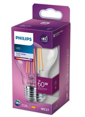 PHILIPS E27 LED Lampe Birnenform mit dekorativen Filamentfäden 7W wie 60W universalweisses Licht