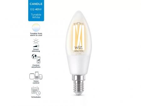 Aktion: Nur noch angezeigter Bestand verfügbar - WIZ E14 Smarte LED Kerzen Lampe Tunable White 4,9W wie 40W WLAN/ W-Fi