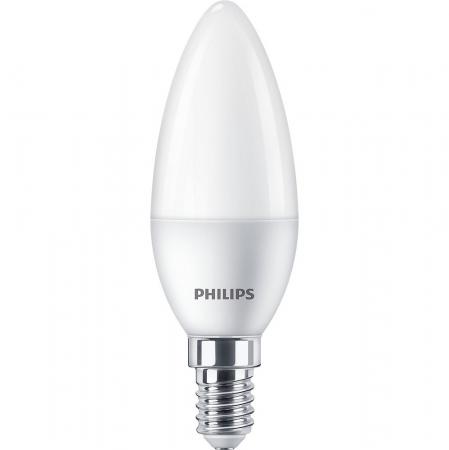 PHILIPS E14 LED Lampe in Kerzenform weiss mattiert  5W wie 40W 4000K neutralweißes Licht für schmale Lampen
