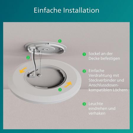 Philips SuperSlim SceneSwitch LED-Deckenleuchte 22W 2000 lm 2700K warmweiß Ø430 mm weiß 3-stufig dimmbar