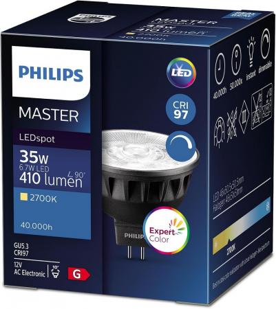 Philips MASTER LED Spot 6,7W = 35W GU5.3 MR16 2700K Warmweiß 410lm 10° dimmbar