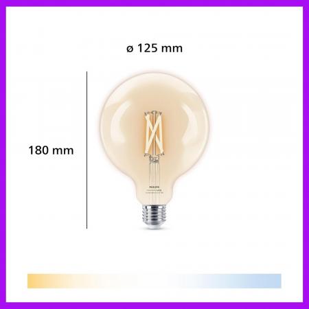 Philips WiZ Smart LED-Filament-Kugellampe G125 E27 7W wie 60W 806lm 2700–6500K dimmbar WiFi Bluetooth