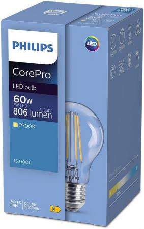 PHILIPS E27 klare sparsame LED Filament Lampe 7W wie 60W 2700K warmweißes Licht