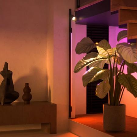 Philips Hue Perifo Basis-Set Wandleuchte schwarz gerade (2 Spots, 1 Gradient Light Tube) RGBW multicolor Licht - inkl. Steckernetzteil