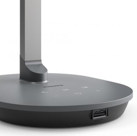 Philips LED Sword Schreibtischleuchte dimmbar mit USB in Anthrazit