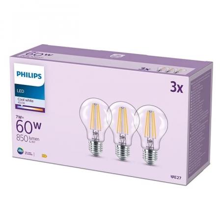 3er Set Philips LEDclassic A60 E27 7W 850lm 4000K Neutralweiß Glühfaden – wie 60 Watt