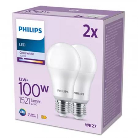 2er Set PHILIPS LED Lampe E27 A67 13W = 100W 1521lm 4000K neutralweiß