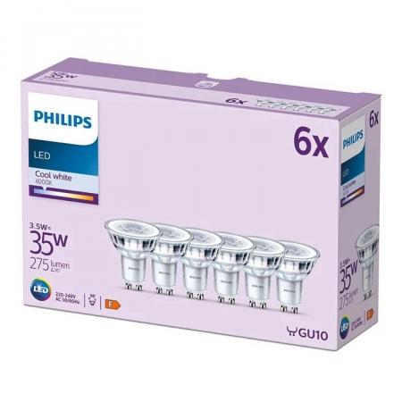 6er Pack Philips LED Strahler 36°-Ausstrahlwinkel 3,5W wie 35W neutralweißes Licht mit 4000K