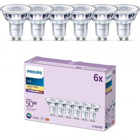 6er-Set PHILIPS GU10 LED Reflektor 4,6W wie 50W 36° Ausstrahlwinkel 2700K warmweißes gebündeltes Licht