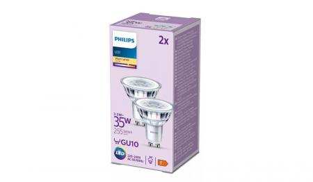 PHILIPS LED Lampen Set 2x GU10 Reflektor 3.5W 2700K Warmweiß 255lm  - Abstrahlwinkel mit 36 Grad