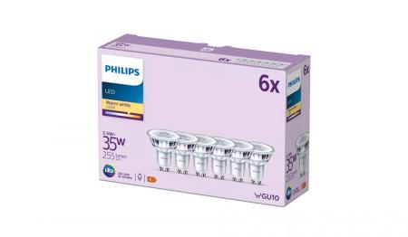 Philips LED-Spot Set 6x GU10 PAR16 3.5W 2700K Warmweiß 36° – energieeffiziente Reflektor Spots für Akzent- und Raumbeleuchtung