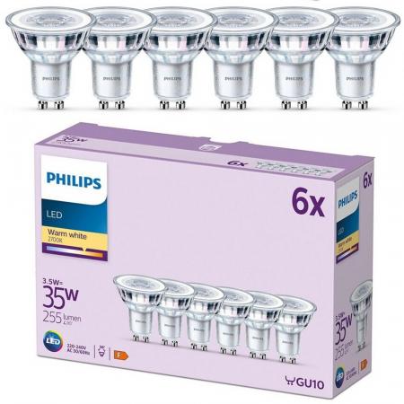 Philips LED-Spot Set 6x GU10 PAR16 3.5W 2700K Warmweiß 36° – energieeffiziente Reflektor Spots für Akzent- und Raumbeleuchtung