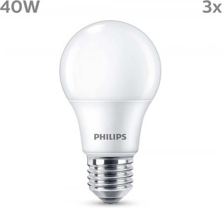 3er Set PHILIPS LED E27 A60 5W = 40W 470lm 2700K warmweiß