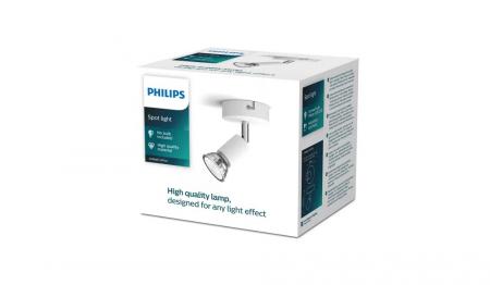 Philips 1er Limbali Decken-/Wandspot in Weiß mit 1 x GU10 Fassung IP20 - GU10 Leuchtmittel nicht enthalten