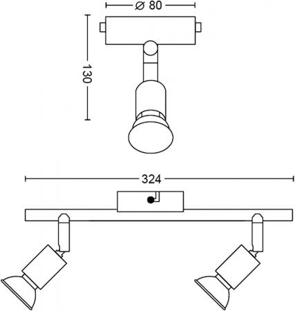Philips 2er Limbali Decken-/Wandspot in Weiß matt mit 2 x GU10 Fassung IP20 - GU10 Leuchtmittel nicht enthalten