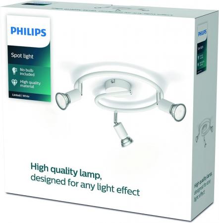 Philips 3er Limbali Deckenstrahler in Weiß mit 3 x GU10 Fassung IP20 - GU10 Leuchtmittel nicht enthalten