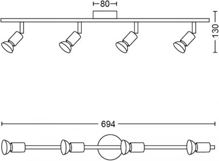Philips 4er Limbali Deckenstrahler in Weiß matt mit 4 x GU10 Fassung IP20 - GU10 Leuchtmittel nicht enthalten