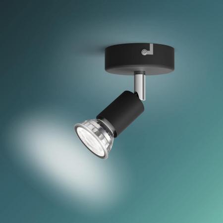 Philips 1er Limbali Decken-/Wandspot in Schwarz mit 1 x GU10 Fassung IP20 - GU10 Leuchtmittel nicht enthalten