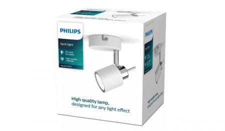 Philips 1er Meranti Decken-/Wandspot in Weiß mit 1 x GU10 Fassung IP20 - GU10 Leuchtmittel nicht enthalten