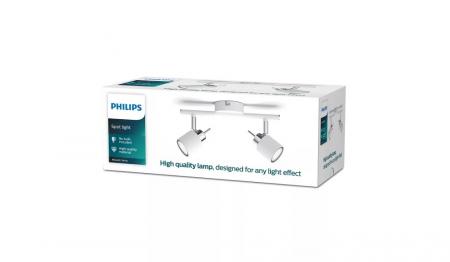 Philips 2er Meranti Decken-/Wandspot in Weiß mit 2 x GU10 Fassung IP20 - GU10 Leuchtmittel nicht enthalten