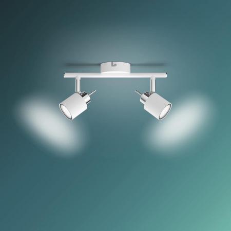 Philips 2er Meranti Decken-/Wandspot in Weiß mit 2 x GU10 Fassung IP20 - GU10 Leuchtmittel nicht enthalten