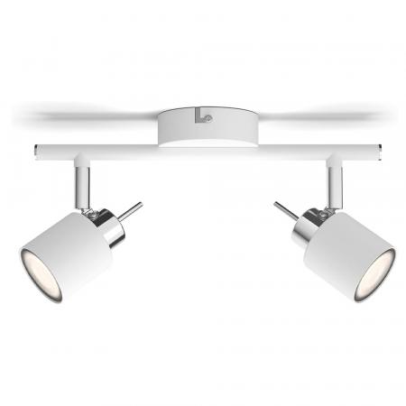 Philips 2er Meranti Decken-/Wandspot in Weiß mit 2 x GU10 Fassung IP20 - GU10 Leuchtmittel nicht enthalten