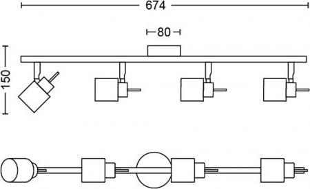 Philips 4er Meranti Deckenstrahler in Weiß mit 4 x GU10 Fassung IP20 - GU10 Leuchtmittel nicht enthalten