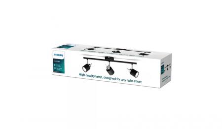 Philips 3er Meranti Deckenstrahler in Schwarz mit 3 x GU10 Fassung IP20 - GU10 Leuchtmittel nicht enthalten