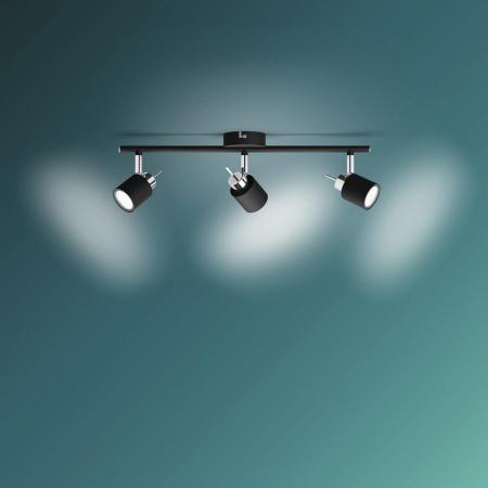 Philips 3er Meranti Deckenstrahler in Schwarz mit 3 x GU10 Fassung IP20 - GU10 Leuchtmittel nicht enthalten