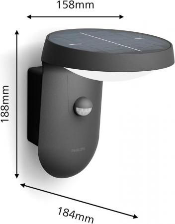 Philips Solar Wandleuchte Tyla in Anthrazit mit Bewegungsmelder neutralweißes Licht
