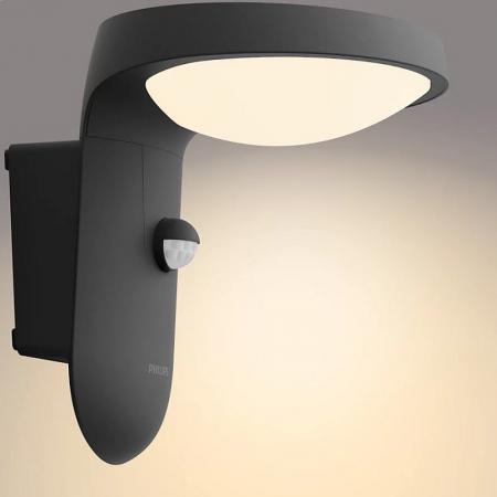 Philips Solar Wandleuchte Tyla in Anthrazit mit Bewegungsmelder und Dämmerungssensor warmweißes Licht