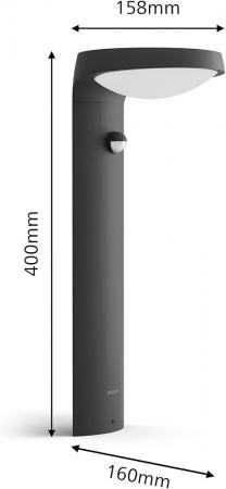 Philips Solar Wegeleuchte Tyla in Anthrazit mit Bewegungsmelder und Dämmerungssensor neutralweißes Licht