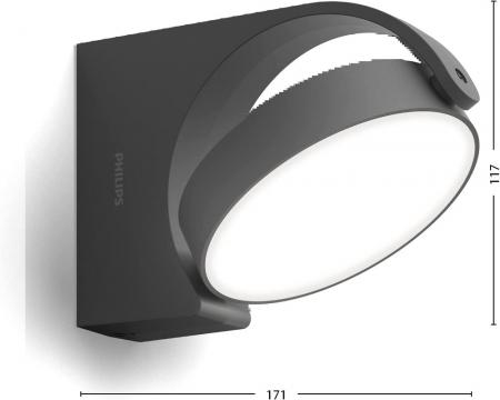 Philips Outdoor Wandleuchte Mimosa in Anthrazit mit neutralweißem Licht IP44