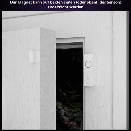2er PHILIPS Hue Secure Tür-/Fensterkontakt Sensor Batteriebetrieb - steuerbar via App, kompatibel mit Amazon Alexa
