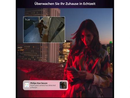 Philips Hue Secure kabelgebundene Smart Home Überwachungskamera mit Standfuß Full HD Video weiß