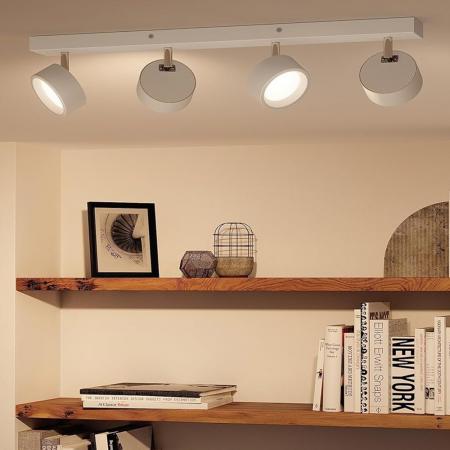 Philips Bracia Moderner 4-flammiger Deckenstrahler schwenkbar in weiß für Wohnraumbeleuchtung