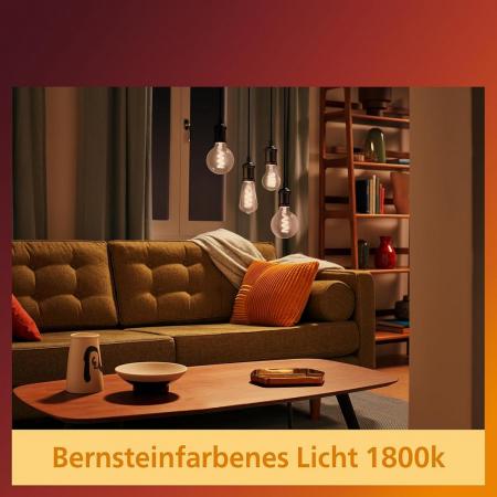 PHILIPS E27 G95 LED Vintage Filament Bersteinfarbene Lampe 3,1W wie 25Watt warmweißes Licht