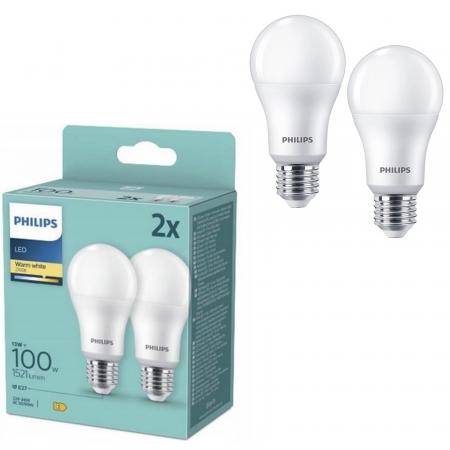 2er Set PHILIPS LED Lampen E27 A60 13W = 100W 1521lm 2700K warmweiß