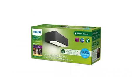 Philips Stratosphere Outdoor Wandleuchte Ultra-Efficient up/down anthrazit 3,8W, 2700K warmweißes Licht, IP44