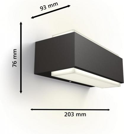 Philips Outdoor Ultra-Efficient Stratosphere Wandleuchte up/down anthrazit 3,8W, 4000K kühlweißes Licht, IP44