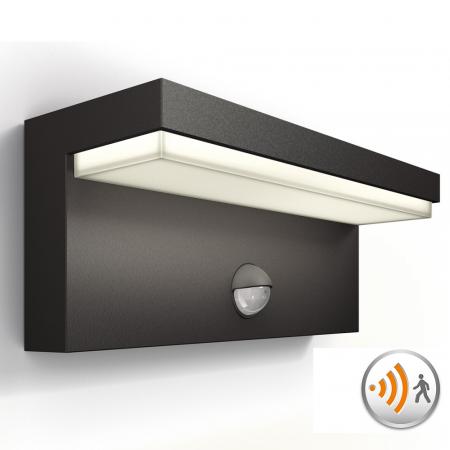 Philips Outdoor Ultra-Efficient Bustan Wandleuchte anthrazit 3.8W, Bewegungssensor, 4000K kühlweißes Licht, IP44