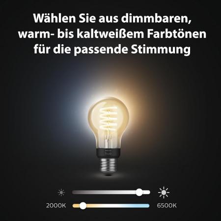 3er Philips Hue White Ambiance E27 Filament Lampen 7W - tubable white dimmbar - Vintage
