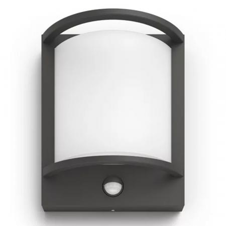 Philips Outdoor Wandleuchte Samondra Ultra-Efficient in Anthrazit mit Bewegungssensor & mit warmweißem Licht IP44