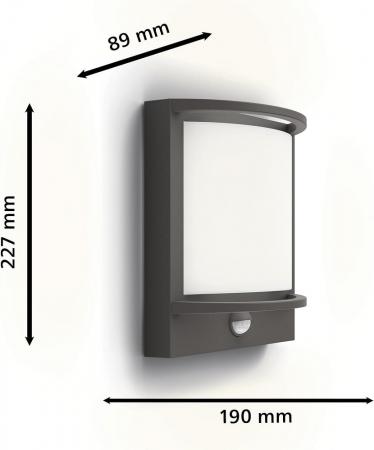 Philips Outdoor Wandleuchte Samondra Ultra-Efficient in Anthrazit mit Bewegungssensor & mit warmweißem Licht IP44