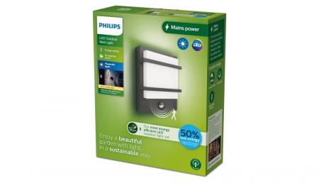 Philips Ultra Efficiente Außen Wandleuchte Petronia Anthrazit mit Bewegungsmelder