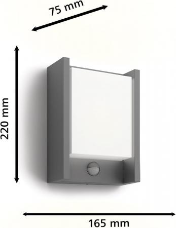 Philips ultraeffiziente Outdoor Wandleuchte Arbour mit Sensor 3,8 W mit warmweißem Licht IP44 anthrazit