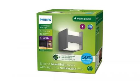 Philips Outdoor ultra effiziente Wandleuchte Arbour up&down  mit warmweißem Licht, anthrazit