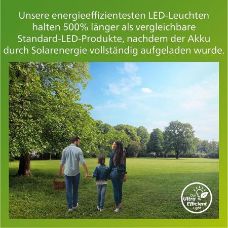 Philips Outdoor Solar Wandleuchte Camill  Ultra-Efficient schwarz 1,4W, Dual-Bright Sensor, eckig, matt, 3000 Kelvin, IP44 wetterfest,