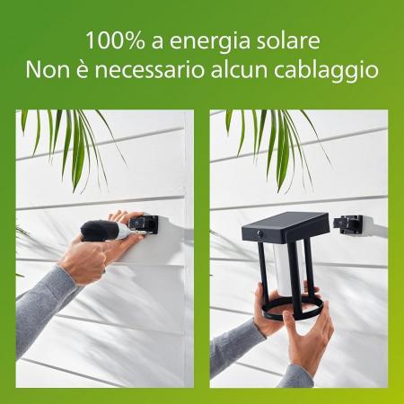 Philips Outdoor Ultra-Efficient Solar Wandleuchte Camill, Dual-Bright Sensor, klar, 3000 Kelvin, IP44 wetterfest, schwarz
