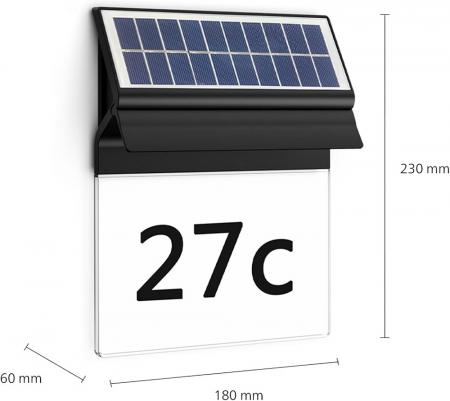 Philips LED Solar-Hausnummernleuchte Enkara Schwarz/Weiß IP44